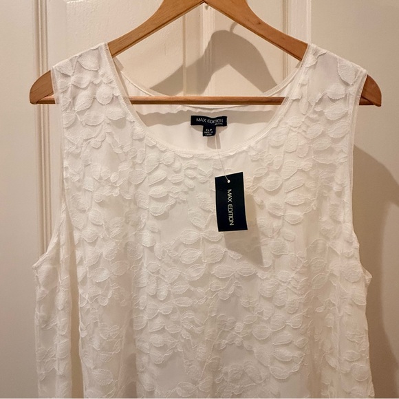 NWT White lace shift dress Bridal Shower Summer cottagecore minimal chic - Picture 3 of 9